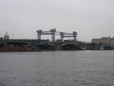 Мост Лейтенанта Шмидта, строительство, установка третьего, 3 пролета