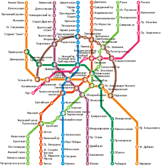Схема развития Петербургского метро, метрополитена