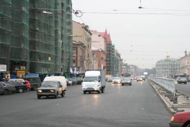 Лиговский проспект после реконструкции, снятия трамвайных путей, рельсов