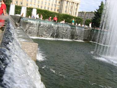 Московская площадь, фонтанный комплекс, фонтаны, каскад, водопады