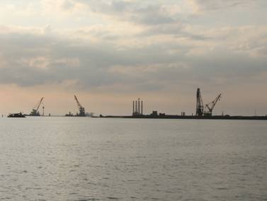 Морской пассажирский терминал, Васильевский остров, строительство, намыв территории, начало работ