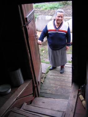 Деревня Кудрово, Центральная улица, 38, крыльцо, деревянный дом, дверь, бабка, бабушка, вход