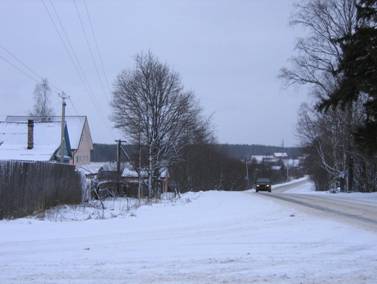 Деревня Нижние Осельки, шоссе, дорога, трасса, зима
