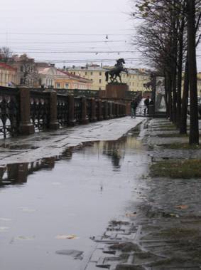 300 наводнение, Фонтанка, набережная, лужа, Аничков мост