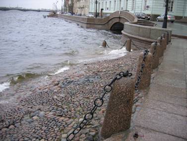 300 наводнение, Нева, подъем воды, Дворцовая набережная, Эрмитажный мост