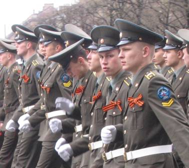Невский проспект, марш, шествие ветеранов, День Победы, 9 мая 2007 года, кадеты, солдаты
